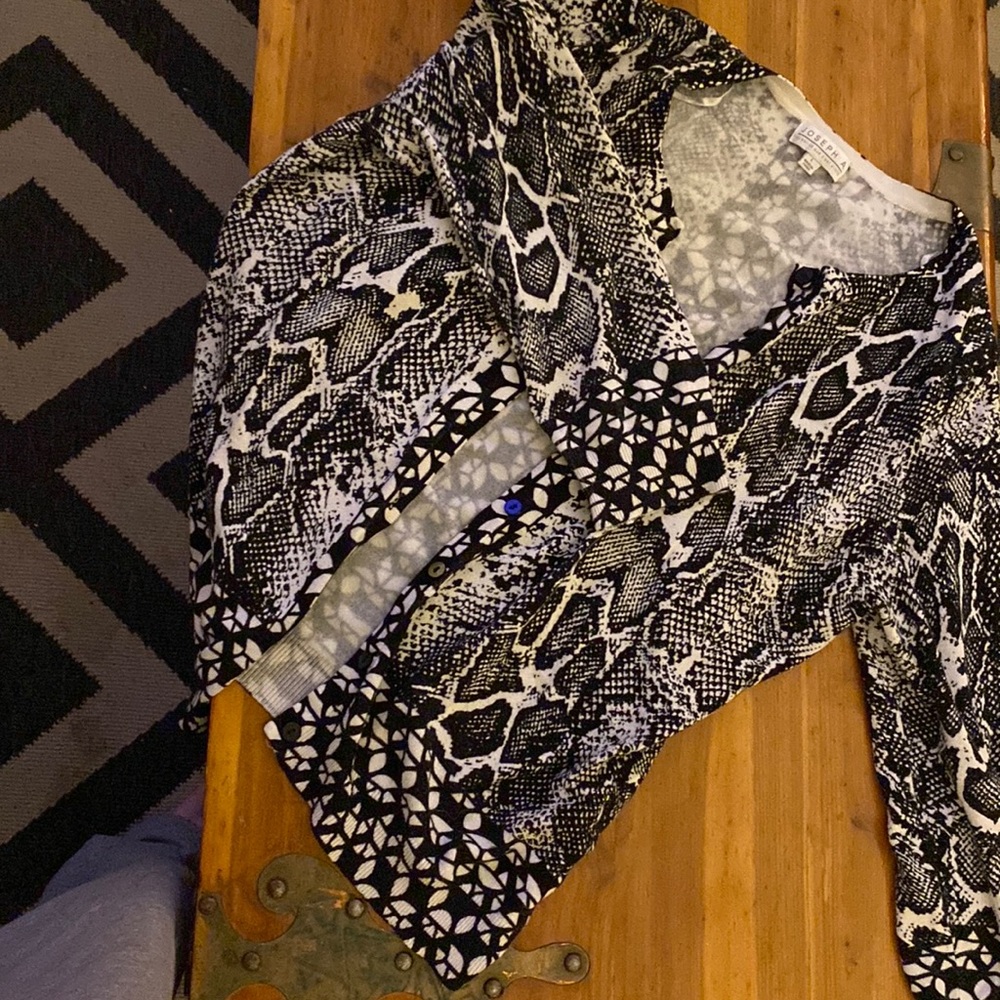 3/4 length cardigan with mixed python pattern
